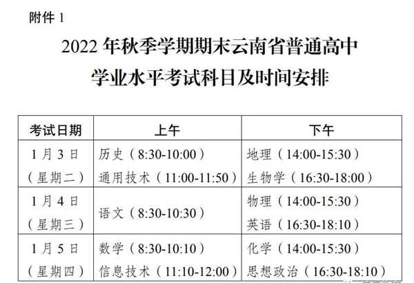 2023年云南省高中學(xué)考具體時(shí)間,云南各科會(huì )考什么時(shí)候