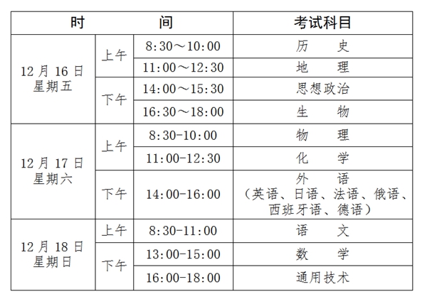 2023年貴州高中各科會(huì )考時(shí)間安排一覽表