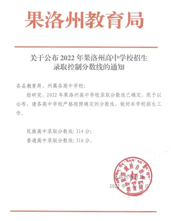 2023年果洛州中考錄取分數線(xiàn),果洛州各高中錄取分數線(xiàn)一覽表