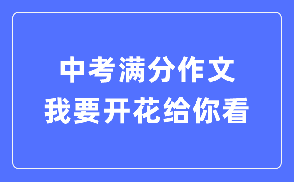 中考滿(mǎn)分作文：我要開(kāi)花給你看