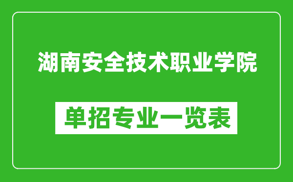 湖南安全技術(shù)職業(yè)學(xué)院單招專業(yè)一覽表