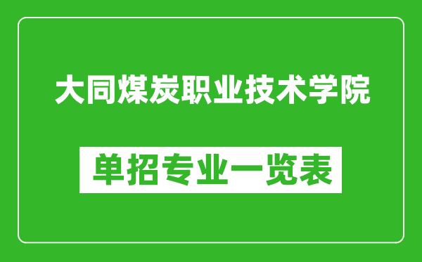 大同煤炭職業(yè)技術學院單招專業(yè)一覽表