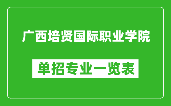 廣西培賢國際職業(yè)學(xué)院?jiǎn)握袑?zhuān)業(yè)一覽表