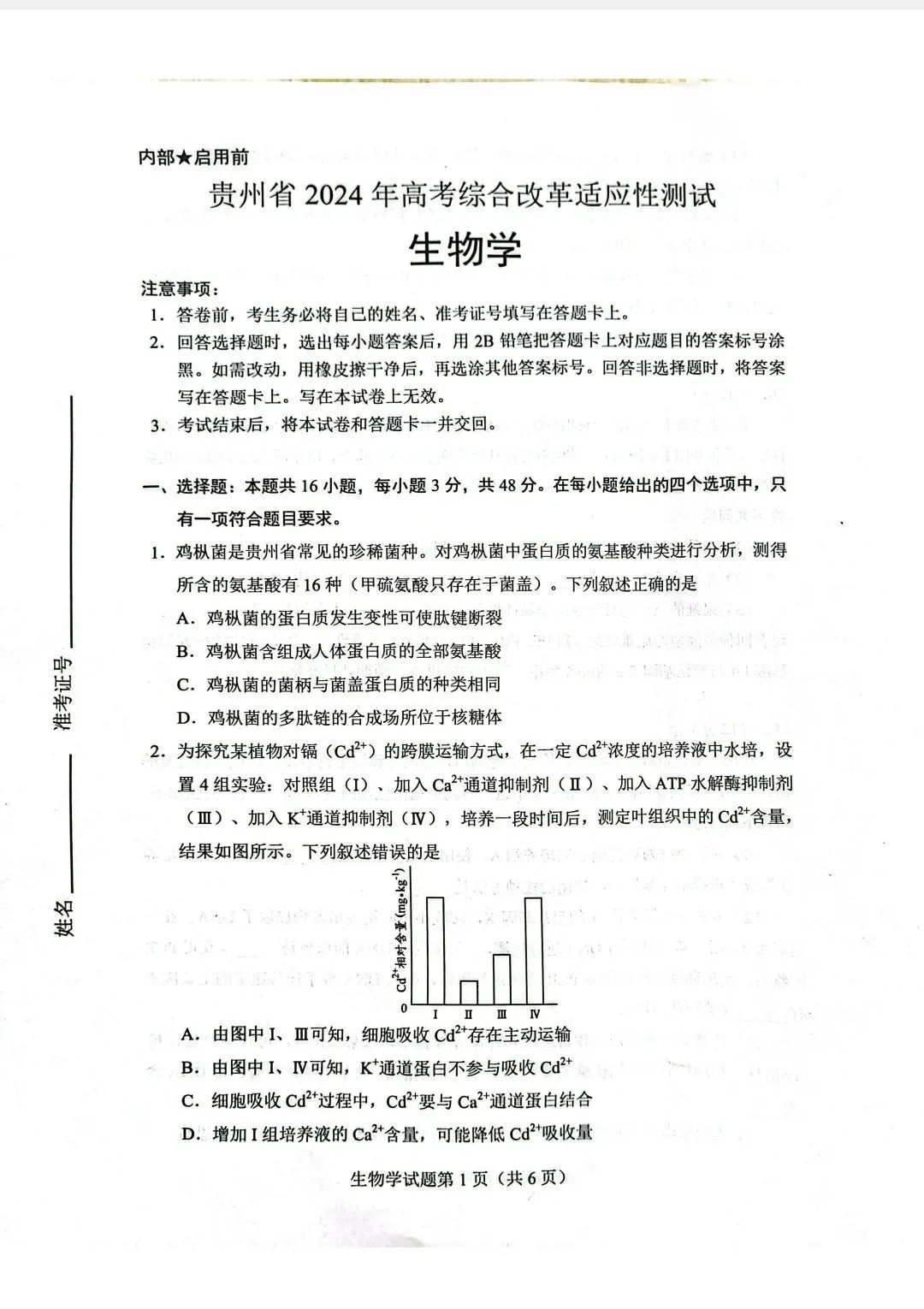 新高考2024九省聯(lián)考生物試卷及答案解析