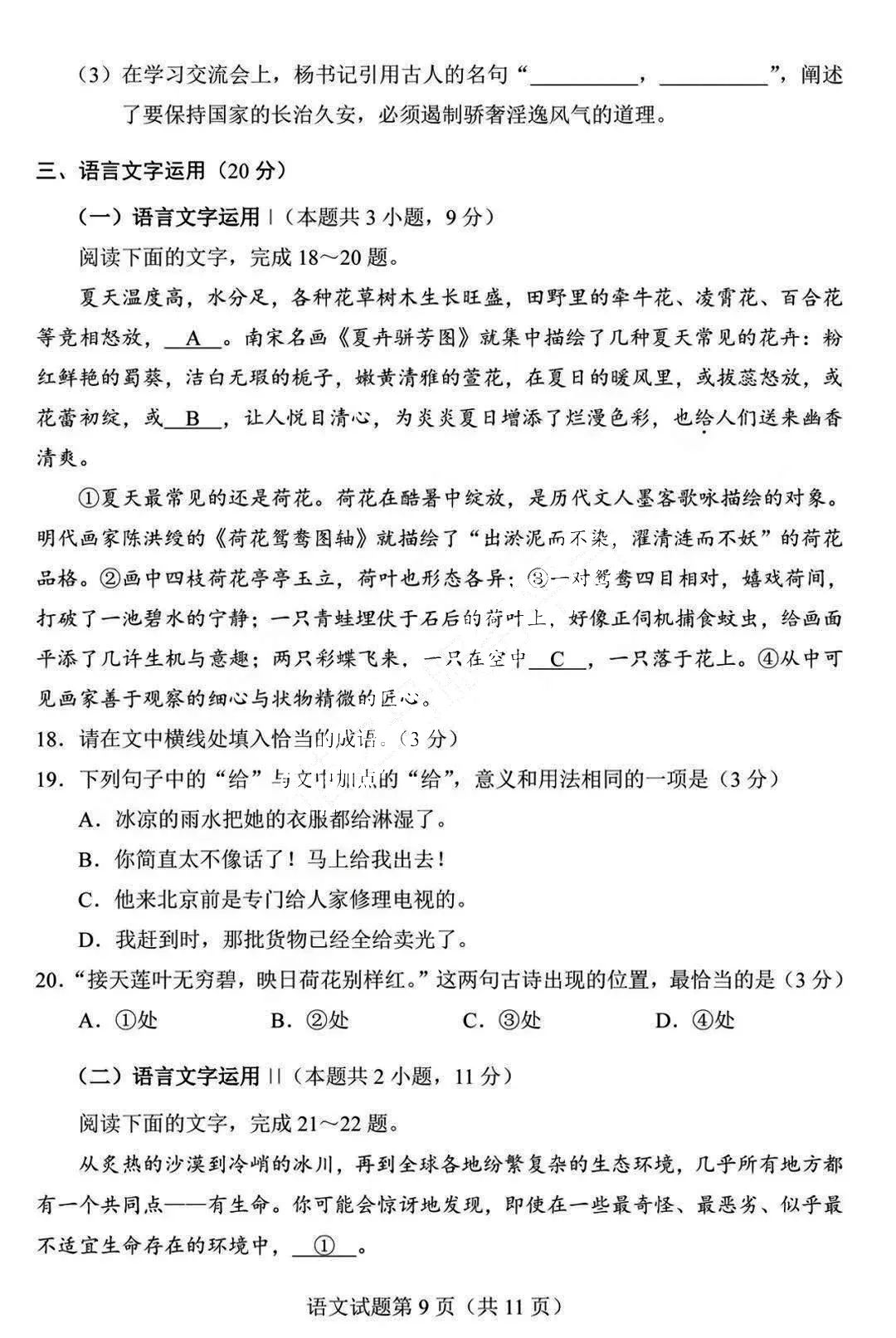 新高考2024年九省聯(lián)考語(yǔ)文試卷及答案解析