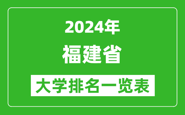 2024年福建省大學(xué)排名一覽表（89所）