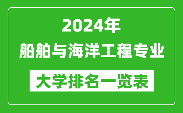 2024年全國船舶與海洋工程專(zhuān)業(yè)大學(xué)排名一覽表